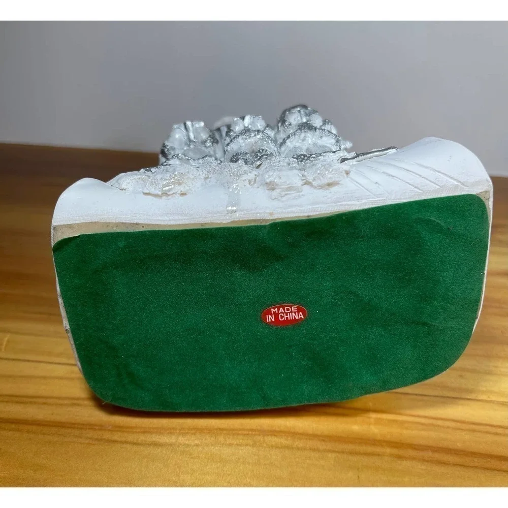 Vintage White Music Box Christmas Carolers Scroll Sheet Paper Sparkle